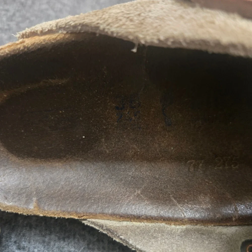 Birkenstock Boston Clogs Women 38 Taupe Suede Leather Mules Granola - Picture 8 of 10